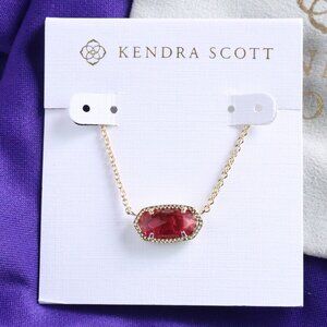 Kendra Scott Elisa Berry red glass Pendant Necklace in Gold